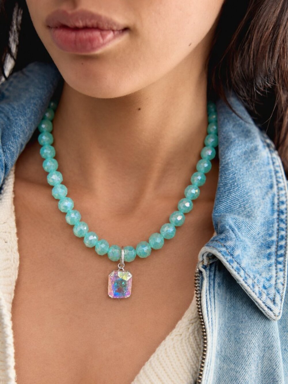 SANDRA LING DESIGNS MINT COLOR RUSH NECKLACE NWT